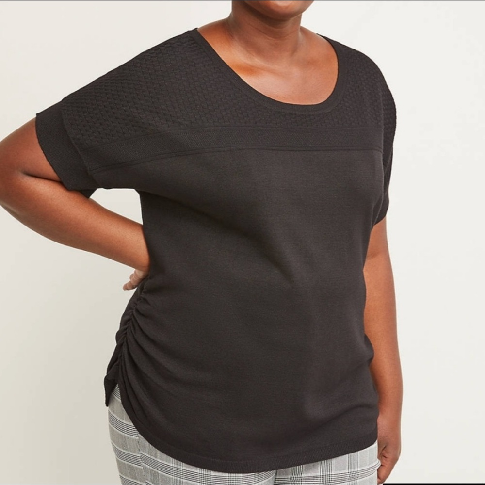 ❤️ Lane Bryant Black Texture Short Sleeve Sweater